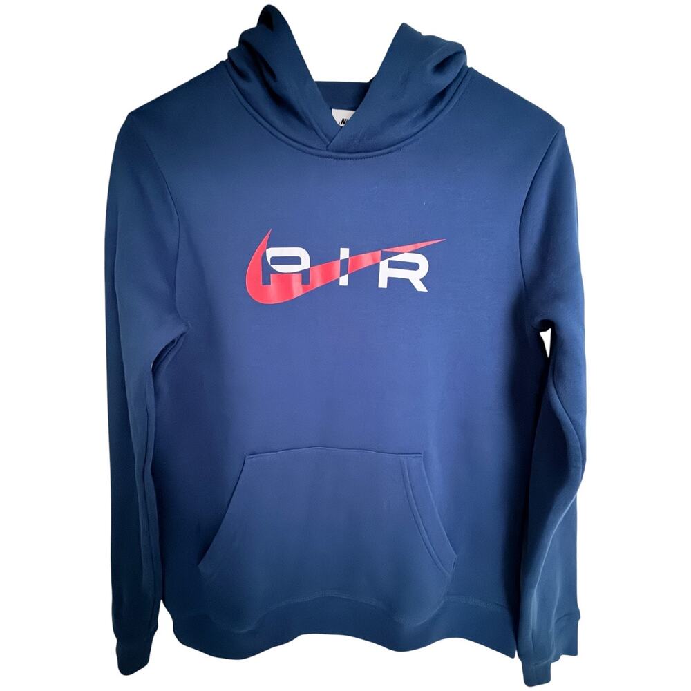 Nike Air Pullover Hoodie Womens XL Blue Red Swoosh Graphic